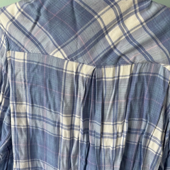 Altar’s State Lightweight Blue and White Plaid Button-Up Shirt Size Medum - Picture 5 of 5